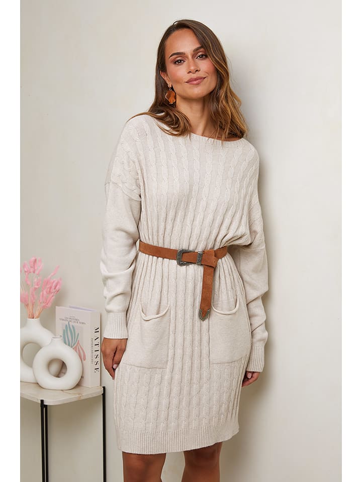 Soft Cashmere Sukienka dzianinowa w kolorze kremowym rozmiar: 38/40
