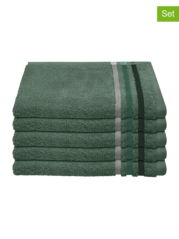 Schiesser Ręczniki (5 szt.) "Skyline" w kolorze zielonym dla gości rozmiar: 30x50 cm