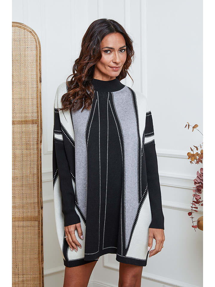 So Cachemire Sukienka dzianinowa "Jamjam" w kolorze szaro-czarnym rozmiar: L