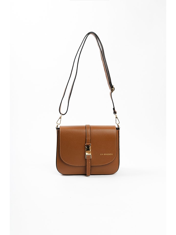 Lia Biassoni Skórzana torebka w kolorze jasnobrązowym - 24 x 18 x 8 cm rozmiar: onesize