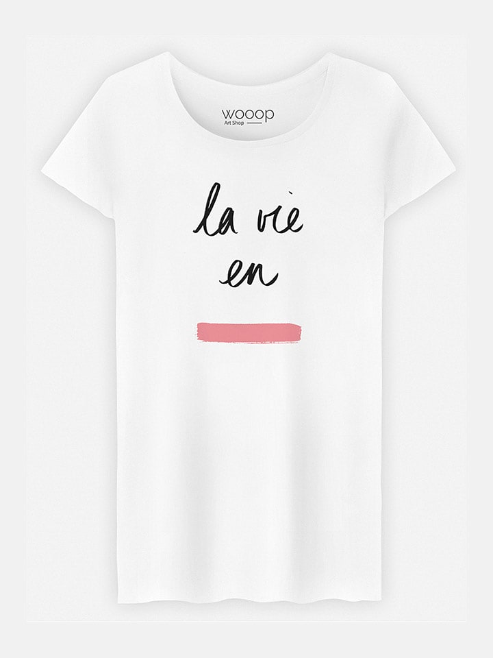 WOOOP Koszulka "La Vie en Rose" w kolorze białym rozmiar: M