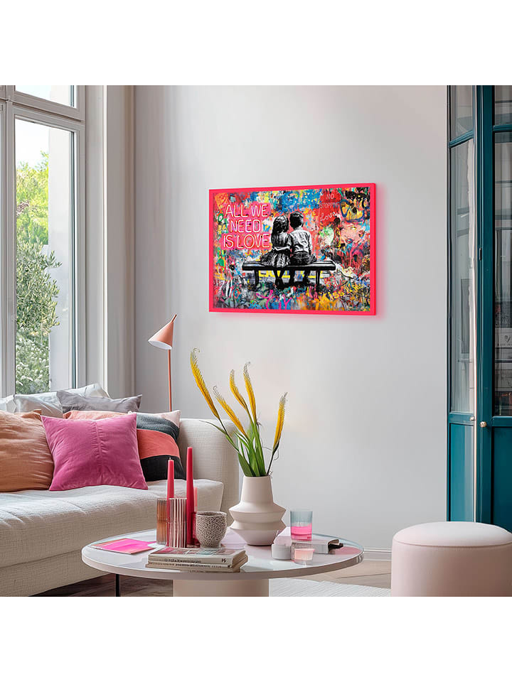 Orangewallz Druk artystyczny "All You Need" w ramce rozmiar: 50x70 cm