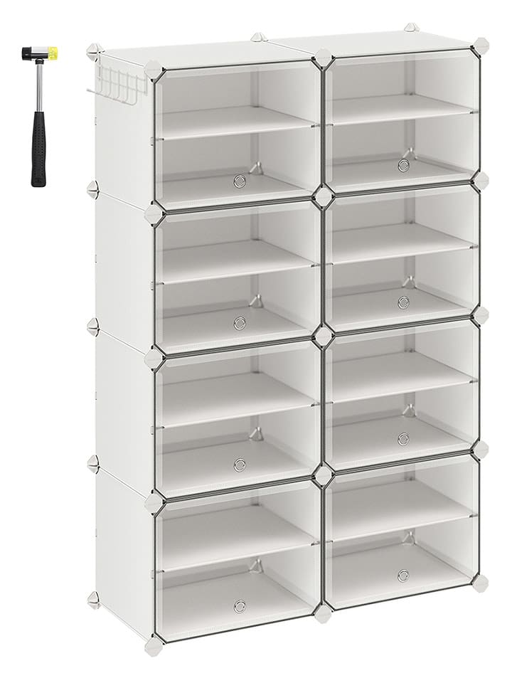 SONGMICS Szafka w kolorze białym na buty - 124 x 94 x 32 cm rozmiar: onesize