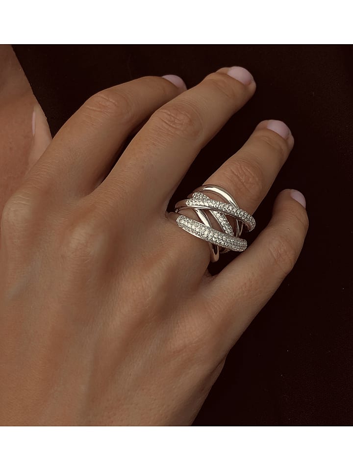 Eclat d'Argent Srebrny pierścionek z cyrkoniami rozmiar: 56