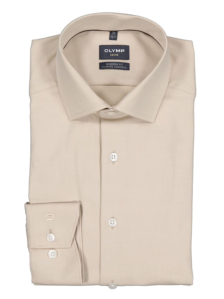OLYMP Koszula ''24/7 - Luxor'' - Modern fit - w kolorze beżowym rozmiar: 43