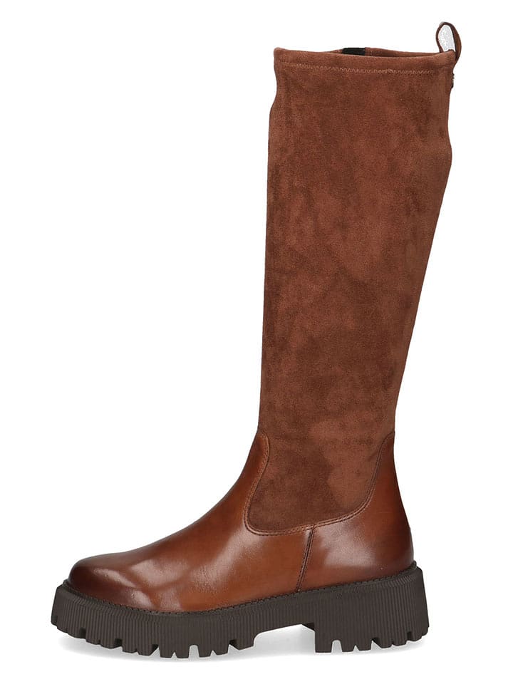 Caprice Skórzane kozaki w kolorze jasnobrązowym rozmiar: 41