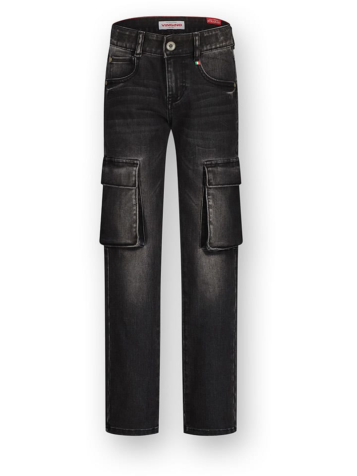 Vingino Bojówki dżinsowe - Regular fit - w kolorze antracytowym rozmiar: 134