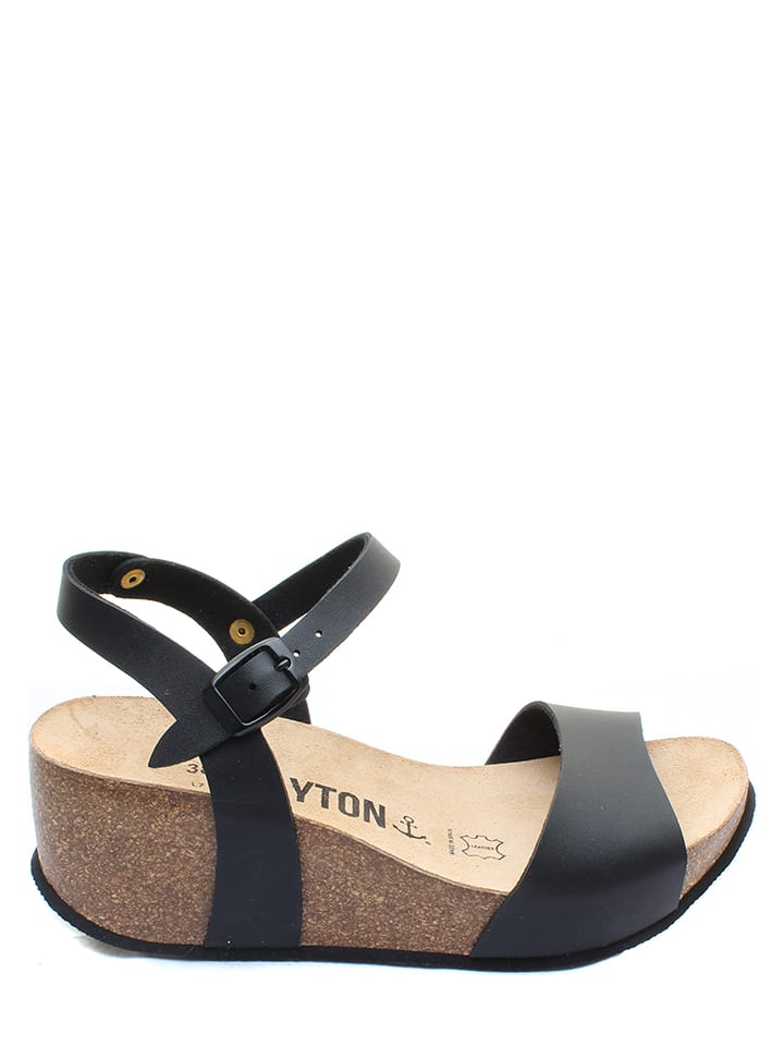 BAYTON Sandały "Mayba" w kolorze czarnym na koturnie rozmiar: 37