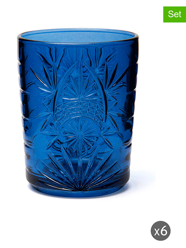 Trendy Kitchen by EXCÉLSA Szklanki (6 szt.) "Color Tumbler" w kolorze niebieskim - 350 ml rozmiar: onesize