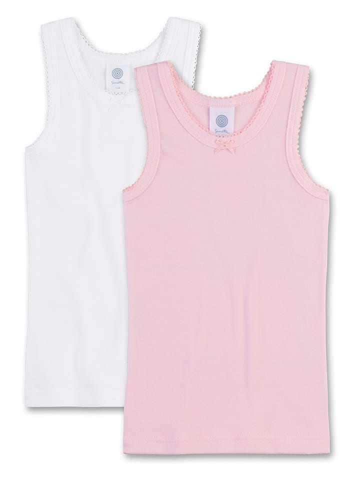 Sanetta Podkoszulki (2 szt.) w kolorze jasnoróżowym i białym rozmiar: 140