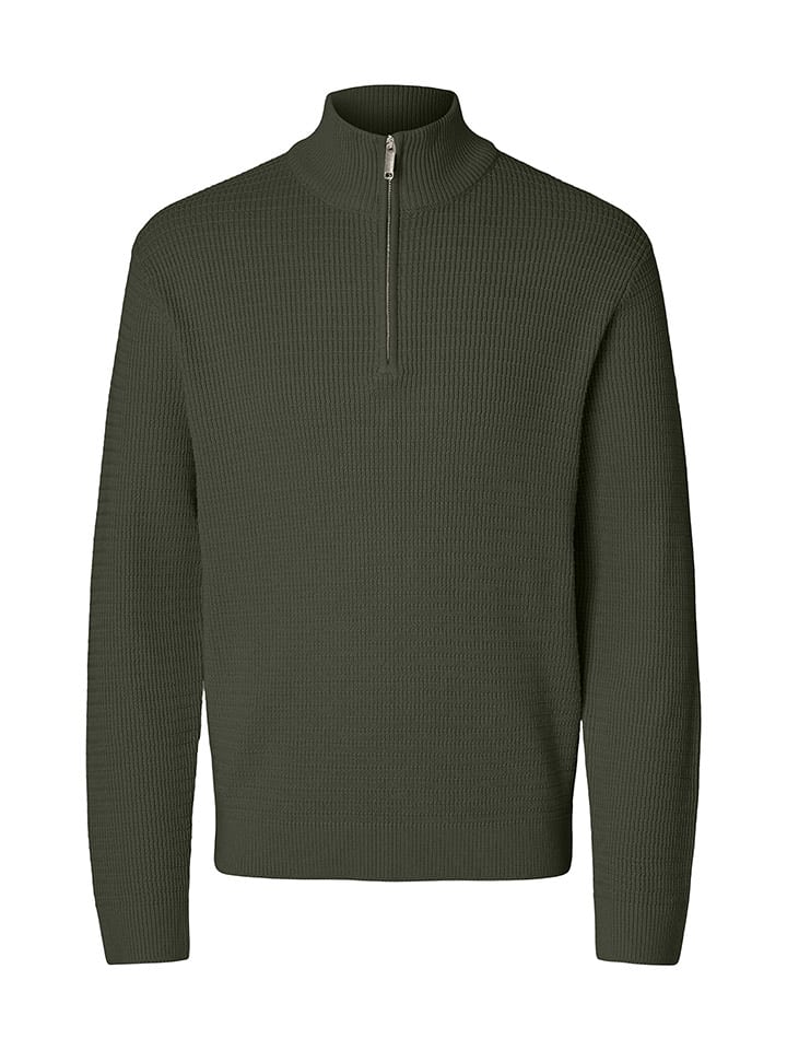 SELECTED HOMME Sweter "Theo" w kolorze khaki rozmiar: XL