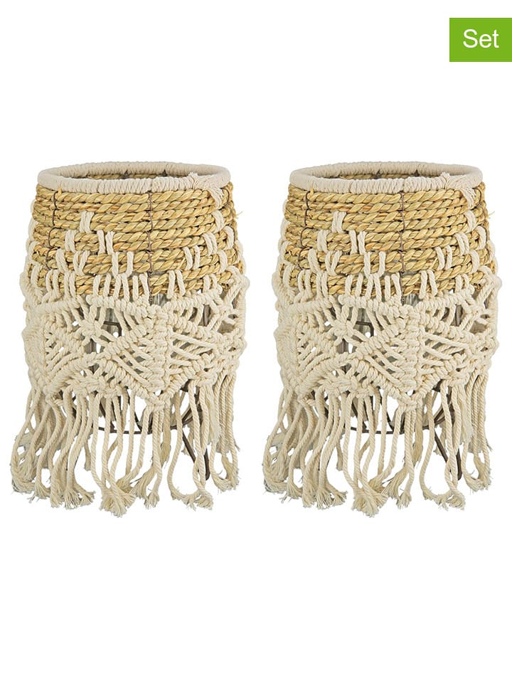 GILDE Świeczniki (2 szt.) "Bossa" w kolorze kremowym - wys. 27 x Ø 16 cm rozmiar: onesize