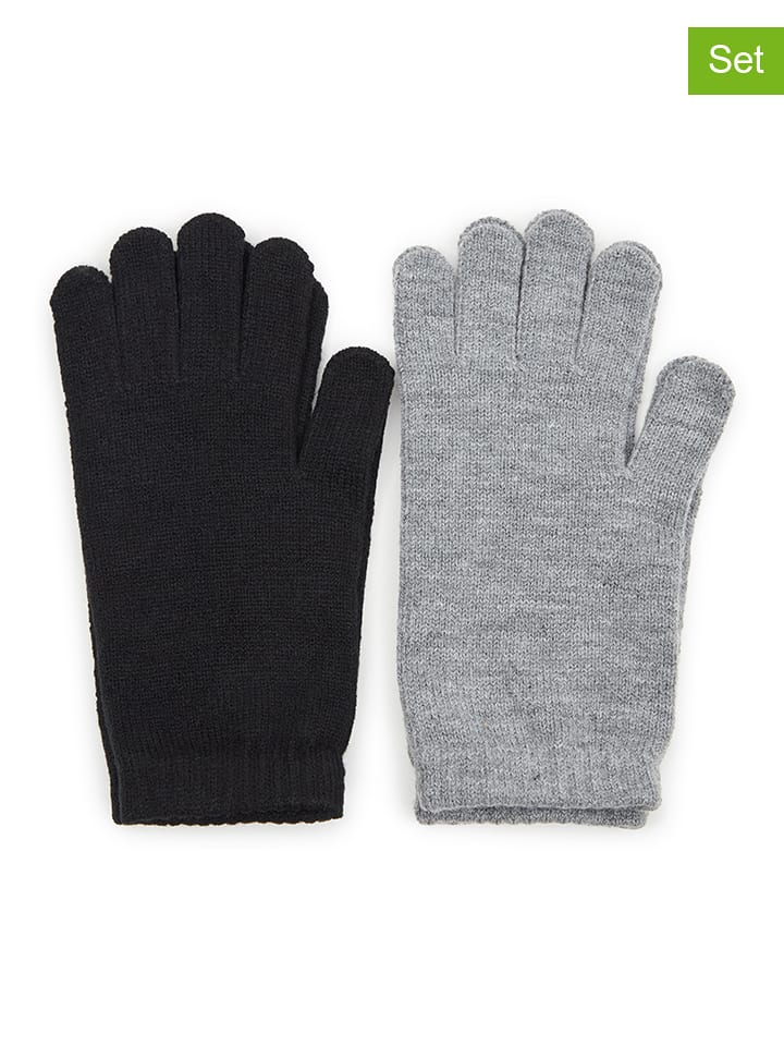 orsay Rękawiczki (2 pary) w kolorze szaro-czarnym rozmiar: onesize