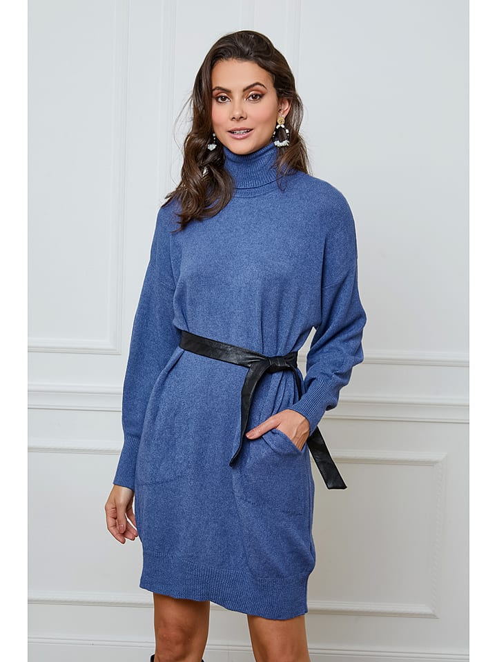 Joséfine Sukienka dzianinowa "Halof" w kolorze niebieskim rozmiar: L