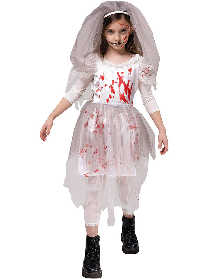 Carnival Party 2-częściowy kostium "Horror bride" w kolorze biało-czerwonym rozmiar: 140