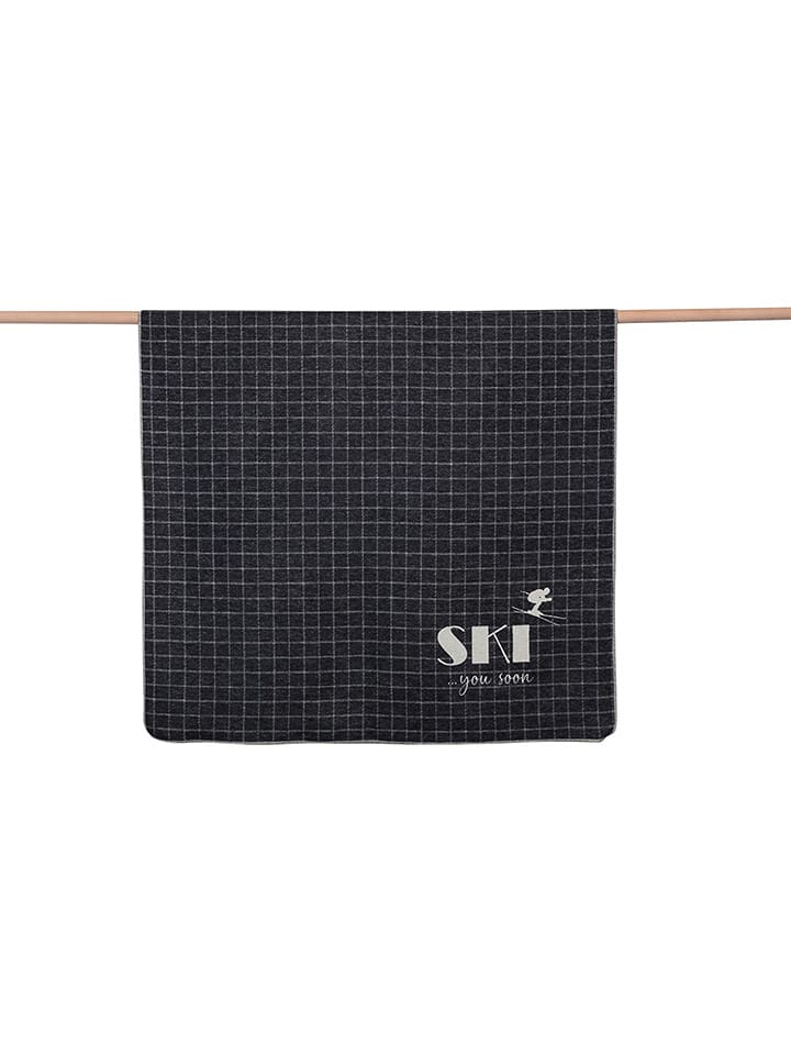 David Fussenegger Koc flanelowy "Silvretta - Ski You Soon" w kolorze antracytowym rozmiar: 200x140 cm