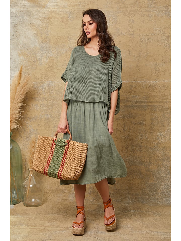 La Compagnie Du Lin Sukienka "Dilla" w kolorze khaki rozmiar: XXL