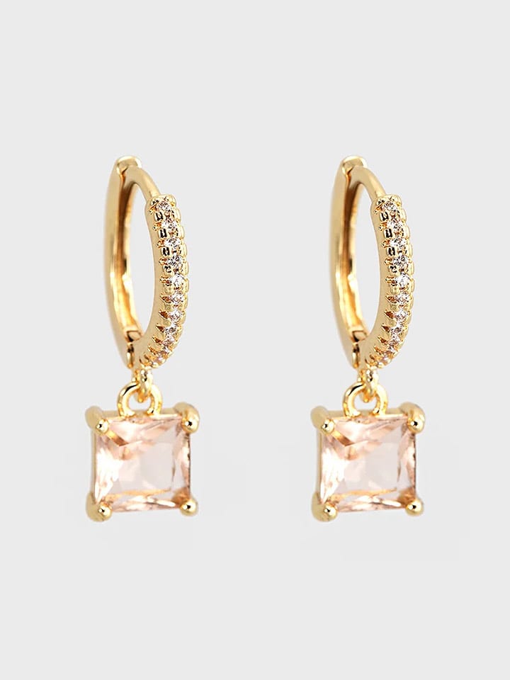 U.S. Polo Assn. Pozłacane kolczyki-kreole z kryształami i topazem rozmiar: onesize