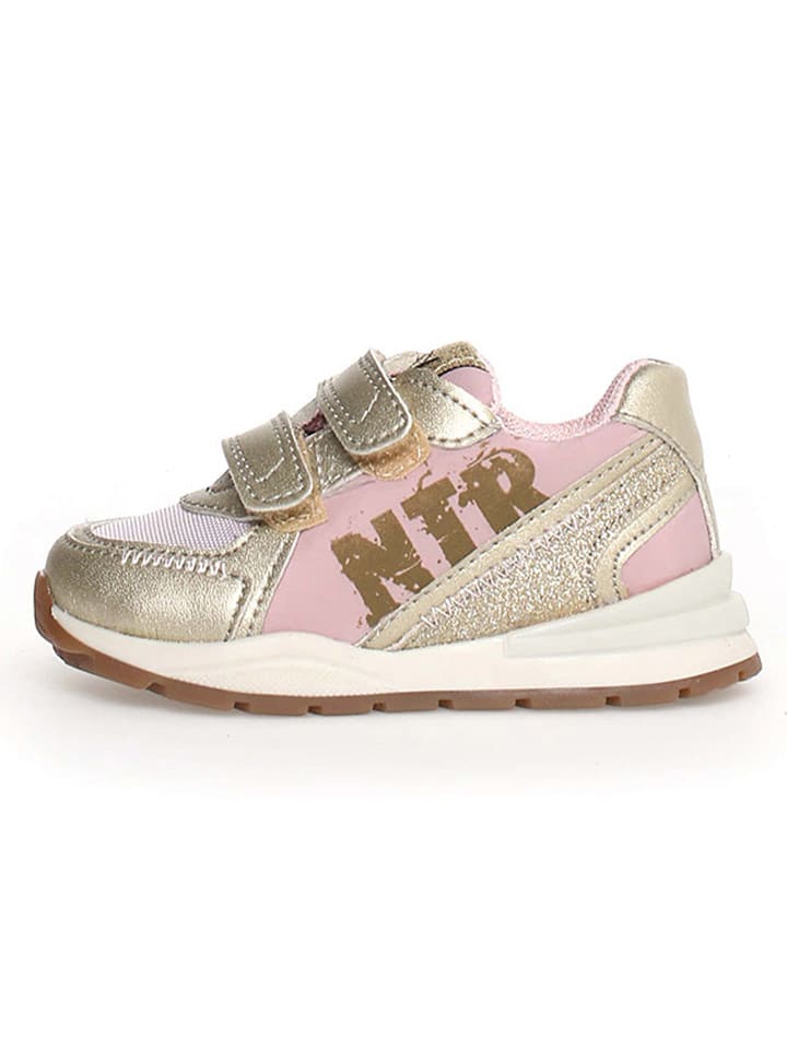 Naturino Skórzane sneakersy "Bley" w kolorze złoto-jasnoróżowym rozmiar: 31