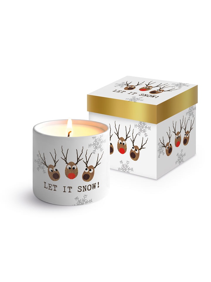 ppd Świeca "Let it snow" w kolorze biało-jasnobrązowym - wys. 8,5 x Ø 7 cm rozmiar: onesize