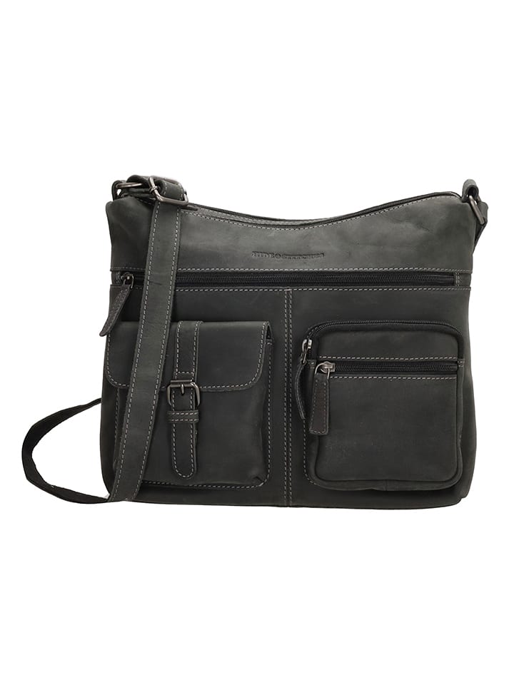 HIDE & STITCHES Skórzana torebka w kolorze ciemnoszarym - 29 x 25 x 10 cm rozmiar: onesize