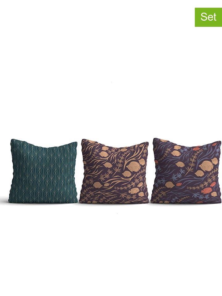 ABERTO DESIGN Poduszki (3 szt.) w kolorze niebiesko-zielono-beżowym rozmiar: 43x43 cm