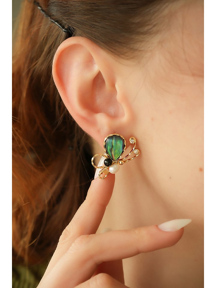 Pierres delicates Pozłacane kolczyki-wkrętki z labradorytami rozmiar: onesize