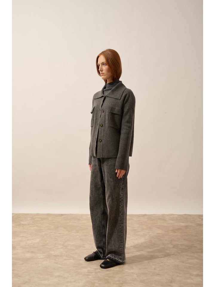 Just Cashmere Kaszmirowy kardigan "Hekla" w kolorze szarym rozmiar: XL