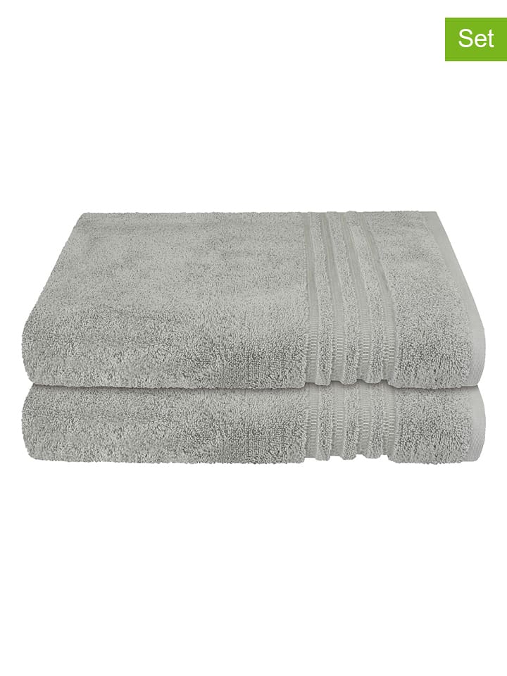 Schiesser Ręczniki prysznicowe (2 szt.) "Milano" w kolorze jasnoszarym rozmiar: 70x140 cm