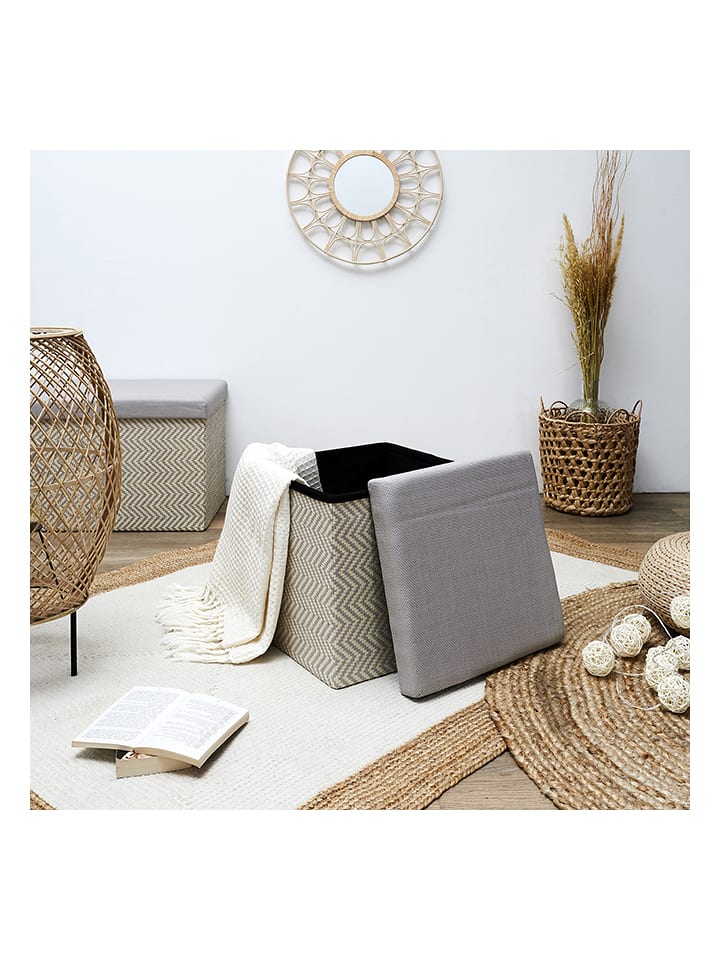 Ethnical Life Hocker w kolorze szaro-beżowym ze schowkiem - 38 x 38 x 38 cm rozmiar: onesize