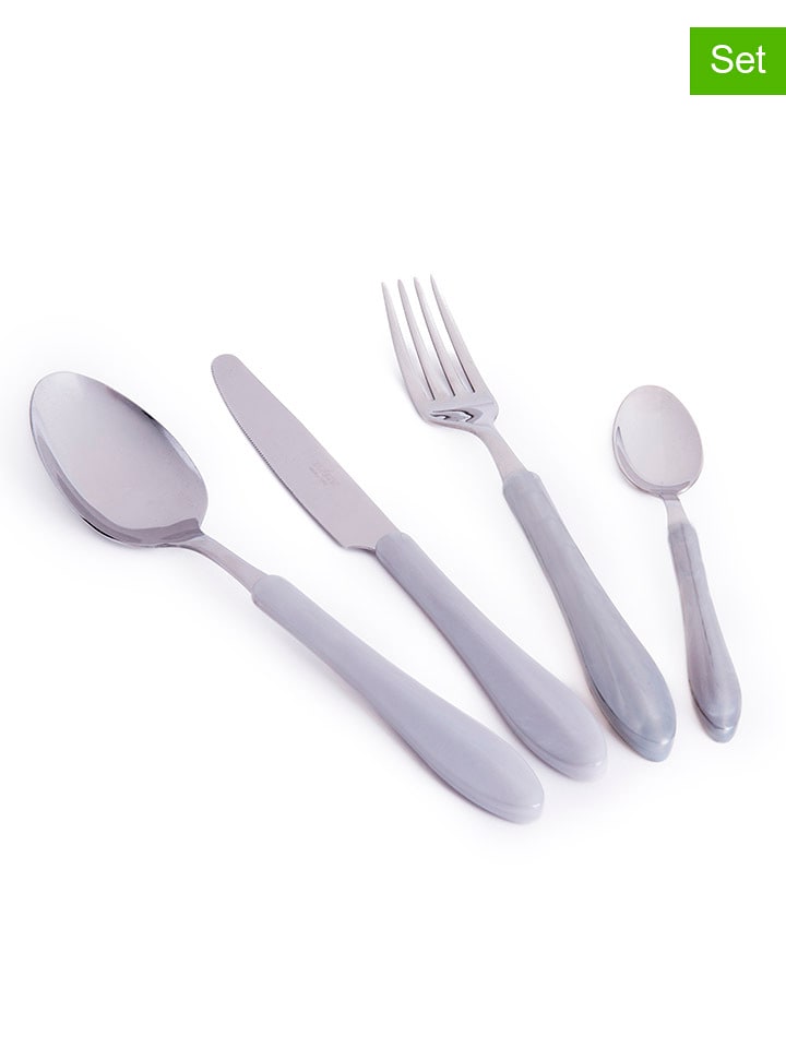 Trendy Kitchen by EXCÉLSA 24-częściowy zestaw sztućców "Diamond" w kolorze szarym rozmiar: onesize