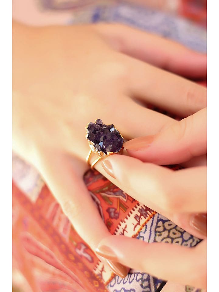 L'Atelier de Gaia Pozłacany pierścionek z ametystem rozmiar: onesize