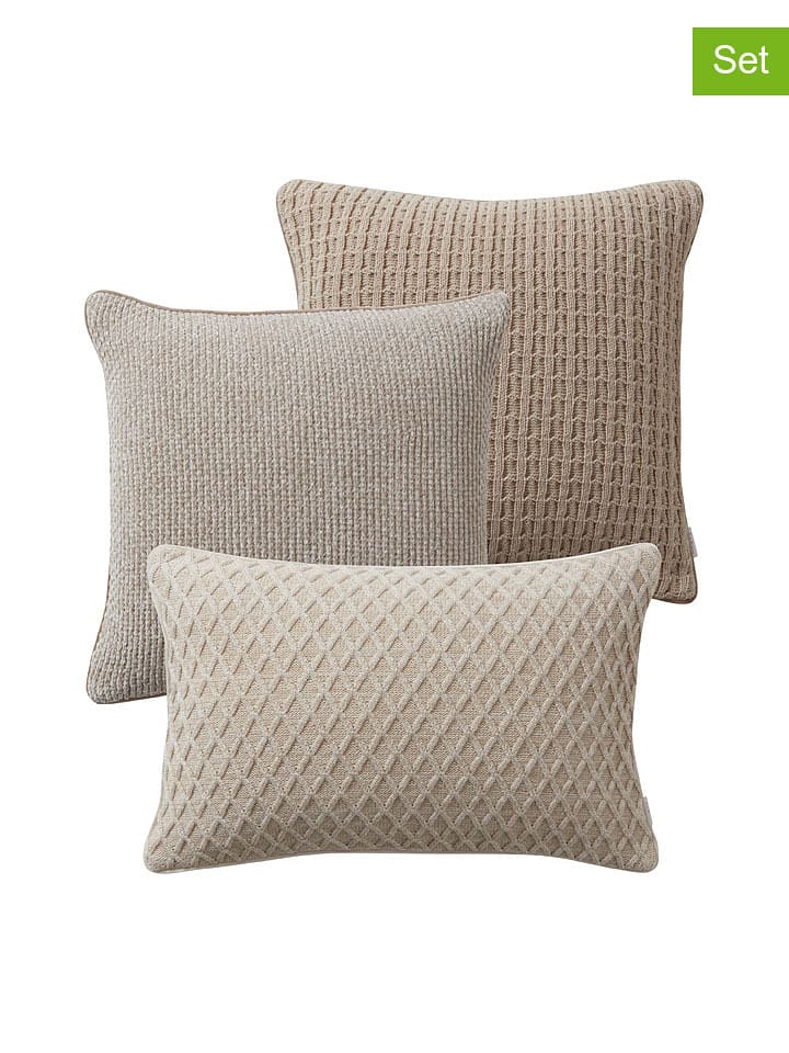 Jotex Poszewki (3 szt.) "Mila" w kolorze beżowym na poduszkę rozmiar: 50x50 cm