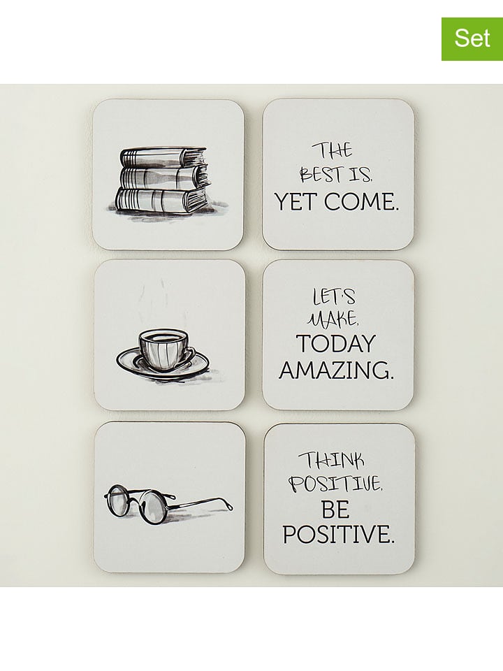 BELLA MAISON Podkładki (6 szt.) w kolorze białym - 10 x 10 cm rozmiar: onesize