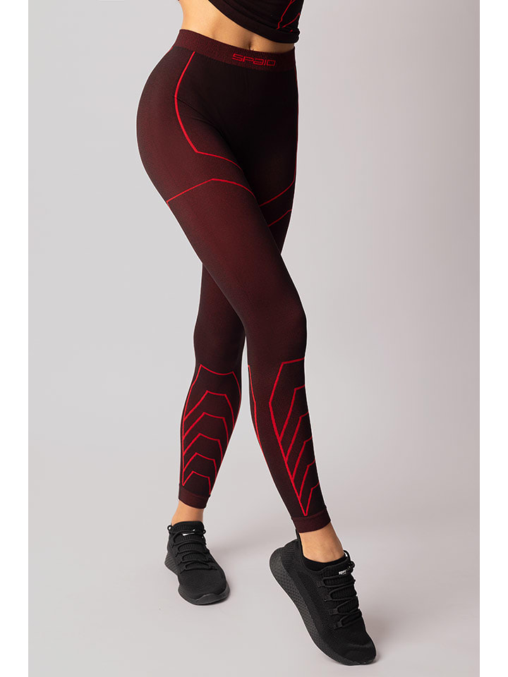 Spaio Legginsy termiczne "Rapid" w kolorze bordowo-czarnym rozmiar: S