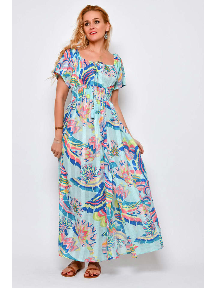 Tarifa Sukienka w kolorze turkusowym ze wzorem rozmiar: M