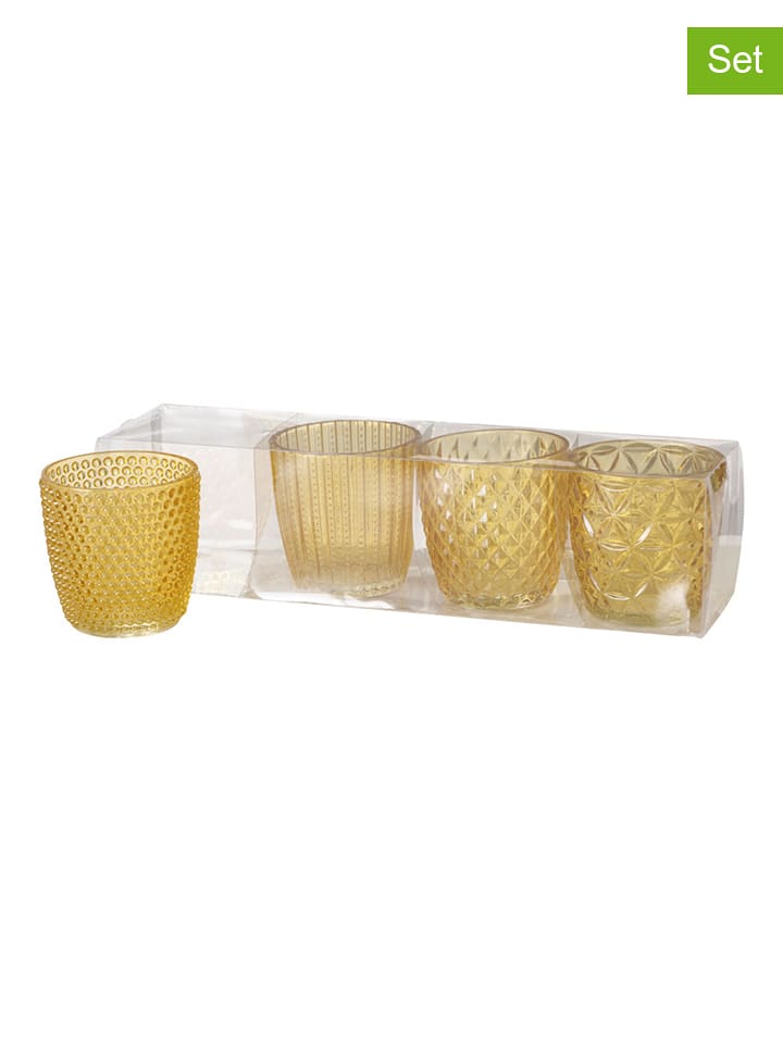 Boltze Świeczniki (4 szt.) "Marilu" w kolorze żółtym - wys. 7,5 cm rozmiar: onesize