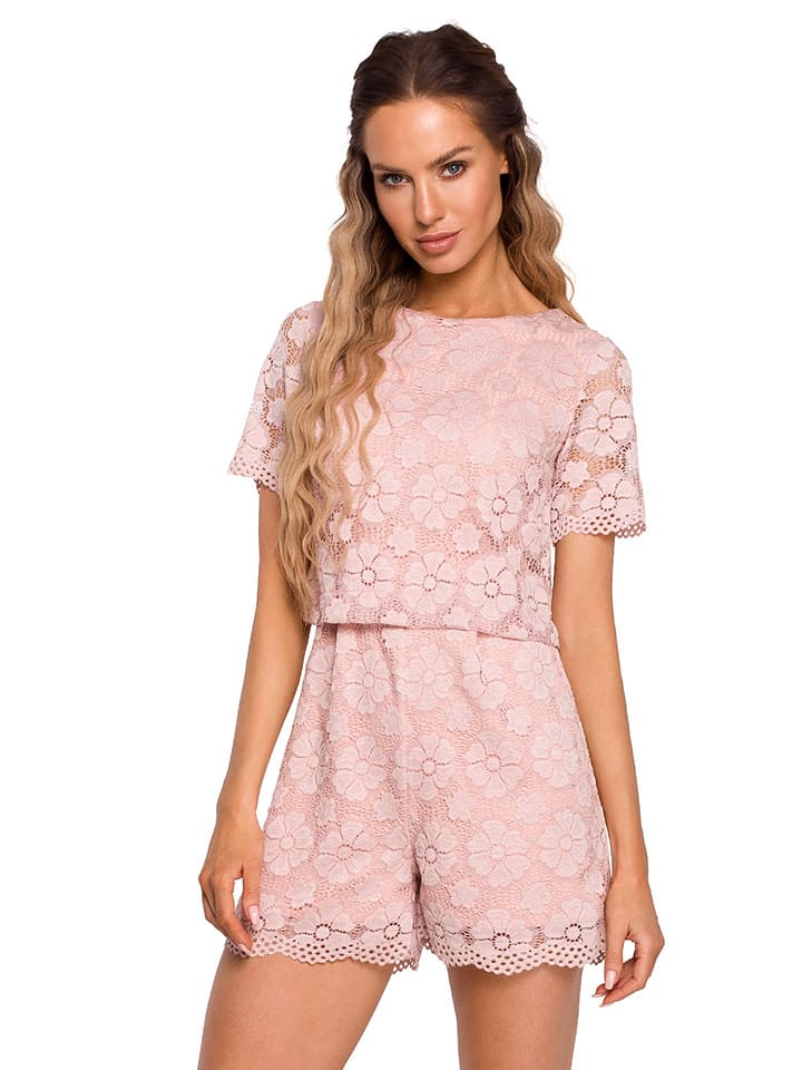 made of emotion Kombinezon w kolorze jasnoróżowym ze wzorem rozmiar: M
