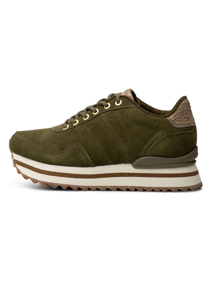 WODEN Skórzane sneakersy "Nora III Suede" w kolorze khaki rozmiar: 40