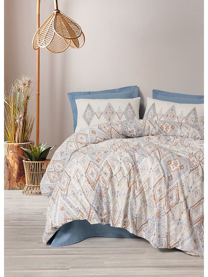 Elizabed Komplet pościeli renforcé "Zanora" w kolorze biało-niebieskim rozmiar: 140x200 cm