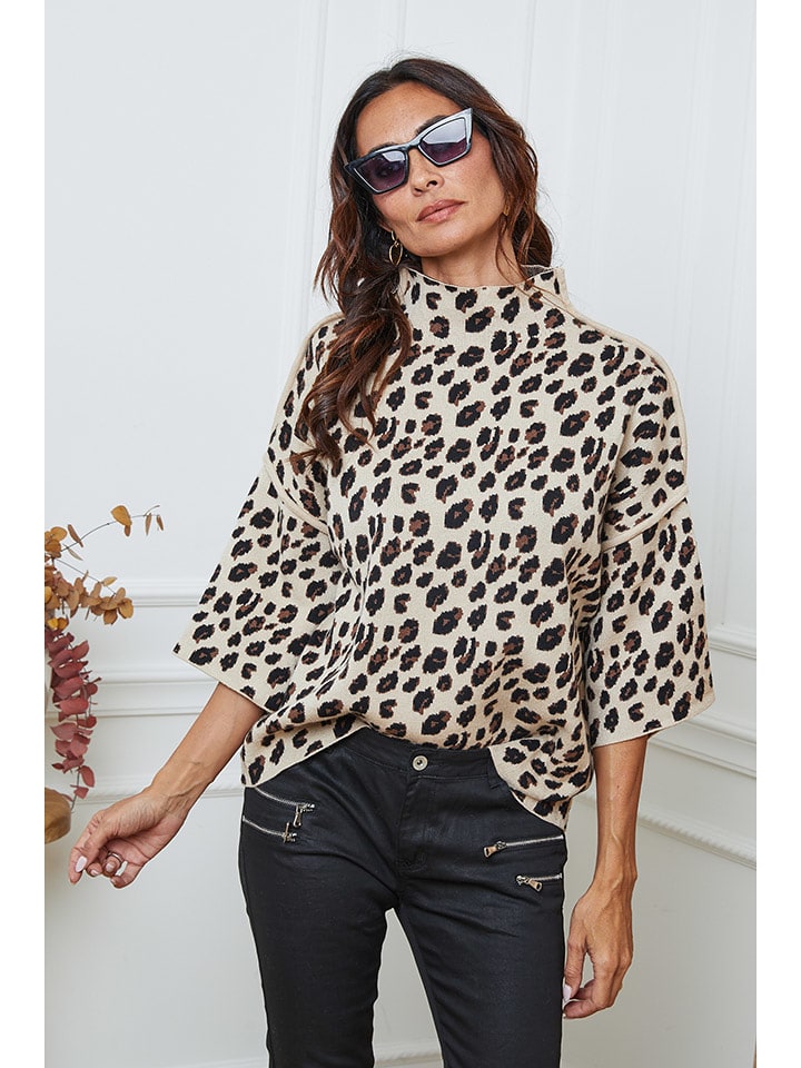 So Cachemire Sweter "Ilev" w kolorze beżowo-jasnobrązowym rozmiar: M