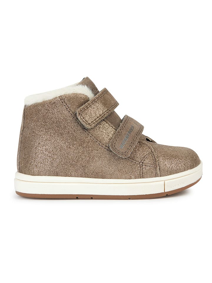 Geox Skórzane botki zimowe "Trottola" w kolorze jasnobrązowo-białym rozmiar: 25