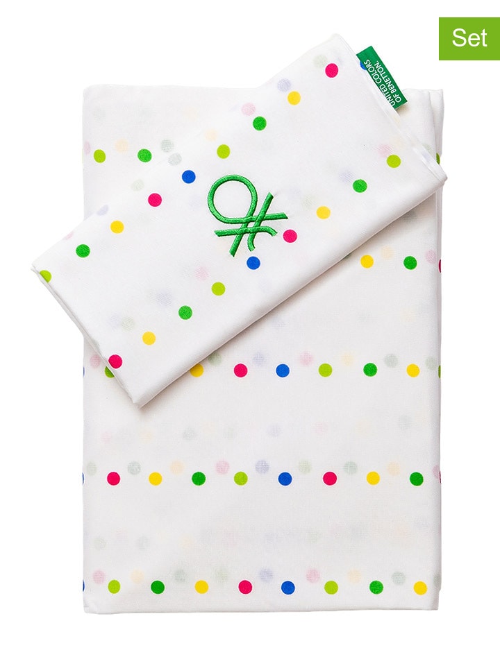 Benetton 3-częściowy komplet pościeli w kolorze białym ze wzorem rozmiar: 90x200 cm