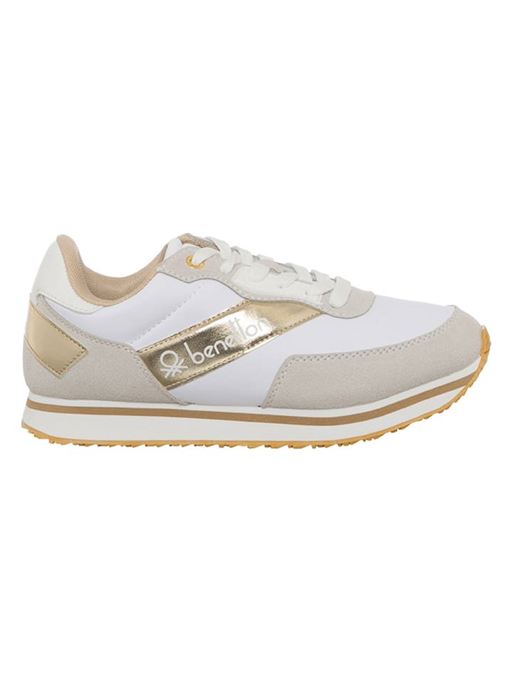 Benetton Sneakersy w kolorze biało-beżowo-złotym rozmiar: 38