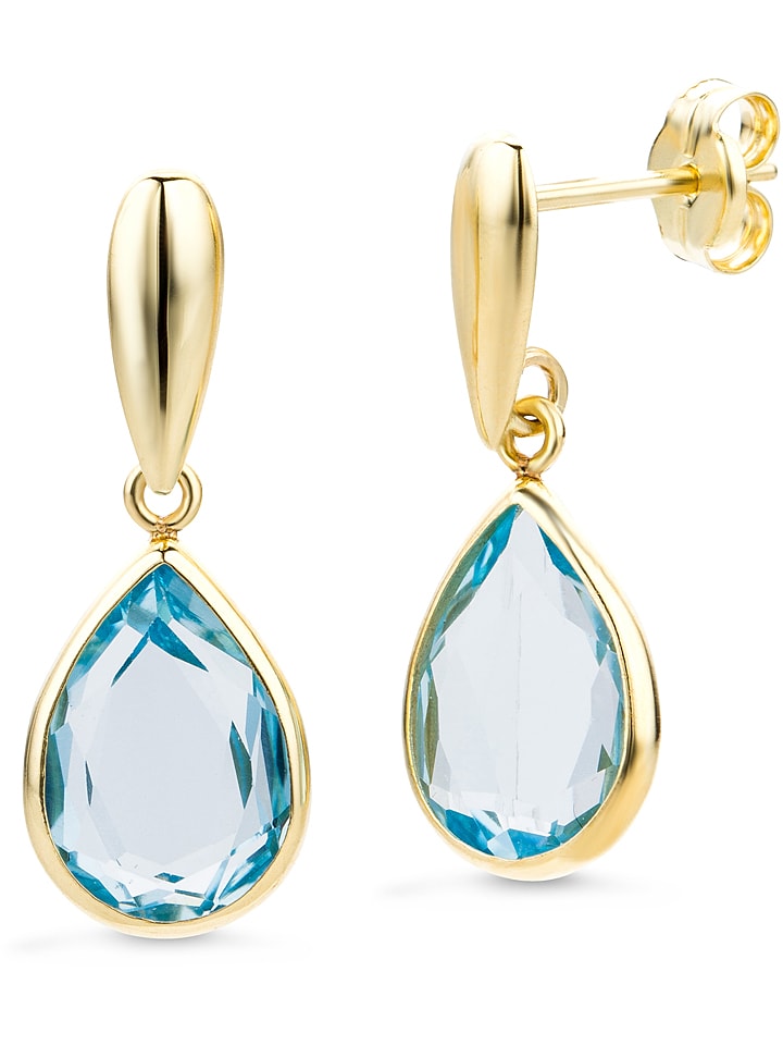 Revoni Złote kolczyki-wkrętki z topazami rozmiar: onesize