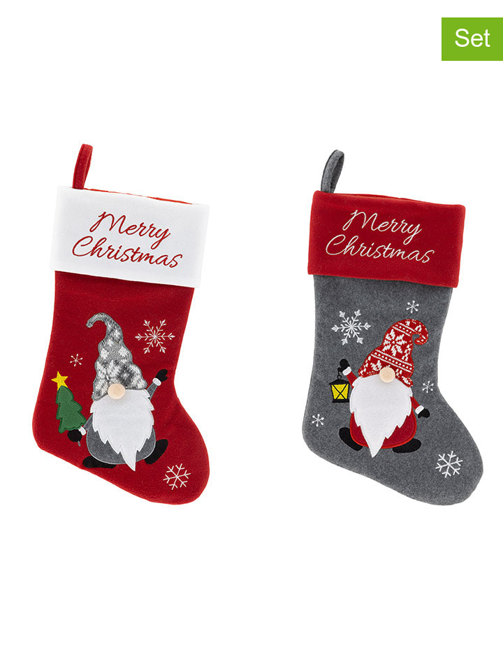Hollybell Skarpety świąteczne (2 szt.) w kolorze szaro-czerwonym rozmiar: onesize