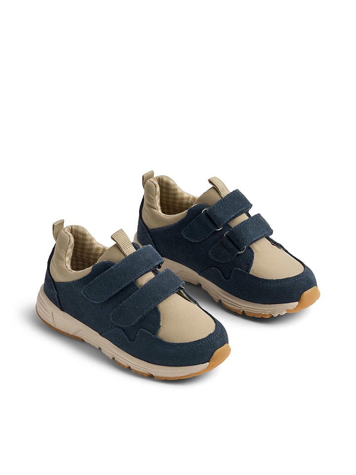 Wheat Skórzane sneakersy "Toney" w kolorze beżowo-granatowym rozmiar: 26
