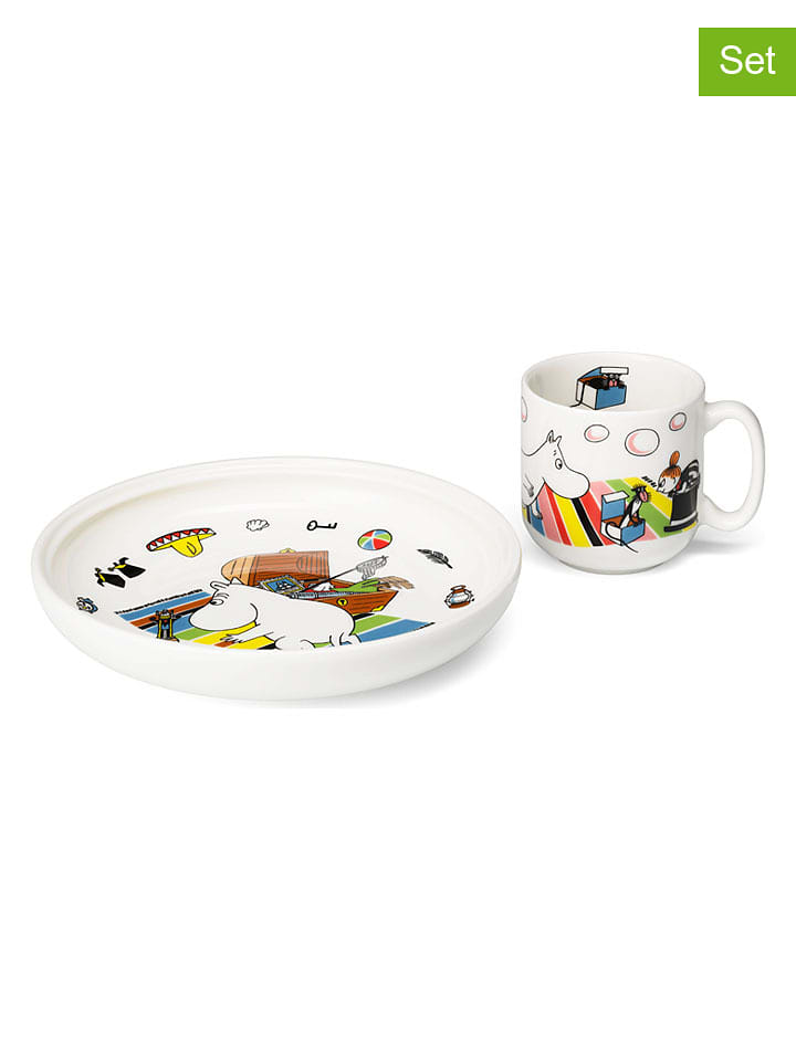 Moomin 2-częściowy zestaw "Moomintroll" w kolorze białym ze wzorem rozmiar: onesize
