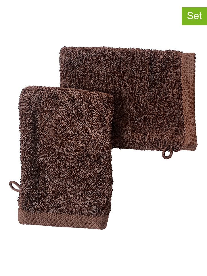 Soft by Perle de Coton Myjki (2 szt.) "Epo" w kolorze brązowym rozmiar: 16x21 cm