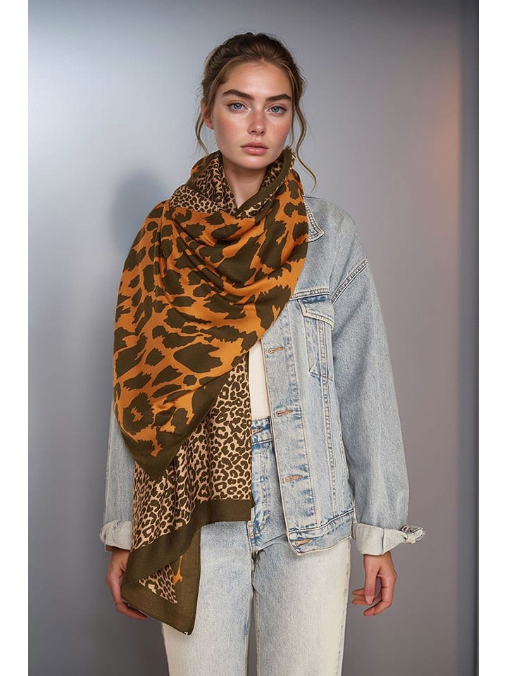 Lucky Bees Szal w kolorze pomarańczowo-brązowym - 180 x 90 cm rozmiar: onesize